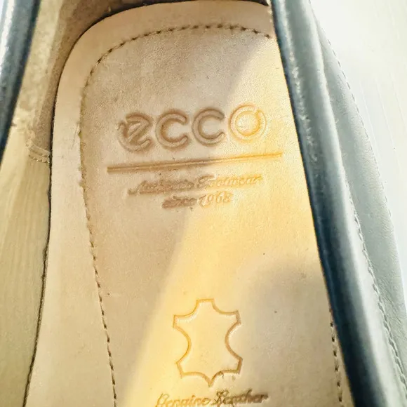 Ecco Shoes Mens EU 42 US 8 Black Leather Loafers Driving Slip On Casual Comfort