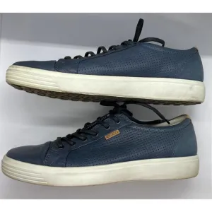 Ecco Soft 7 Marine Perforated Navy Low Top Sneakers Size 12 Blue Leather Mens