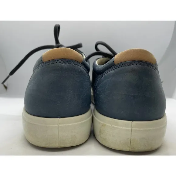 Ecco Soft 7 Marine Perforated Navy Low Top Sneakers Size 12 Blue Leather Mens