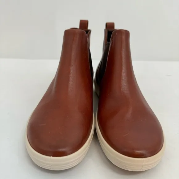ECCO SOFT 7 WOMENS CHELSEA BOOTS LEATHER COGNAC BROWN SIZE 37 EU (6 - 6.5 US)