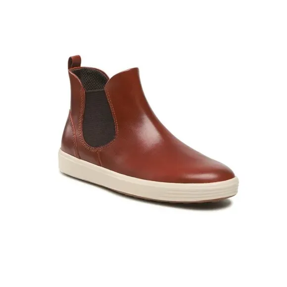 ECCO SOFT 7 WOMENS CHELSEA BOOTS LEATHER COGNAC BROWN SIZE 37 EU (6 - 6.5 US)
