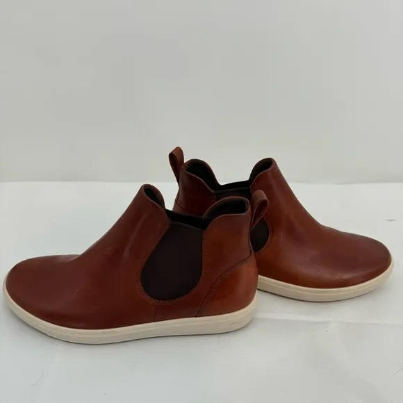 ECCO SOFT 7 WOMENS CHELSEA BOOTS LEATHER COGNAC BROWN SIZE 37 EU (6 - 6.5 US)
