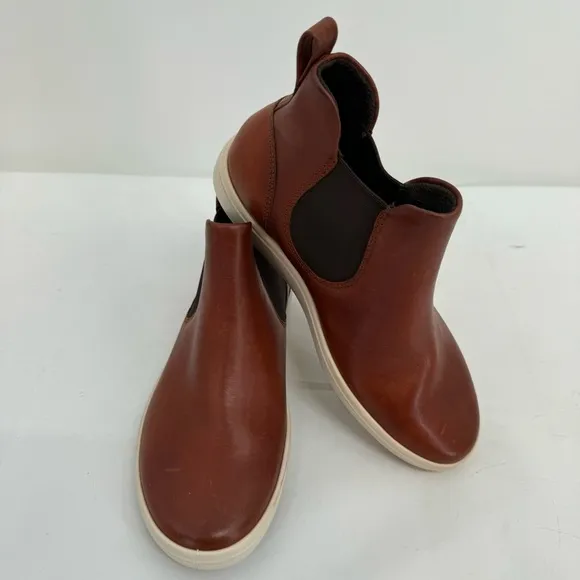 ECCO SOFT 7 WOMENS CHELSEA BOOTS LEATHER COGNAC BROWN SIZE 37 EU (6 - 6.5 US)