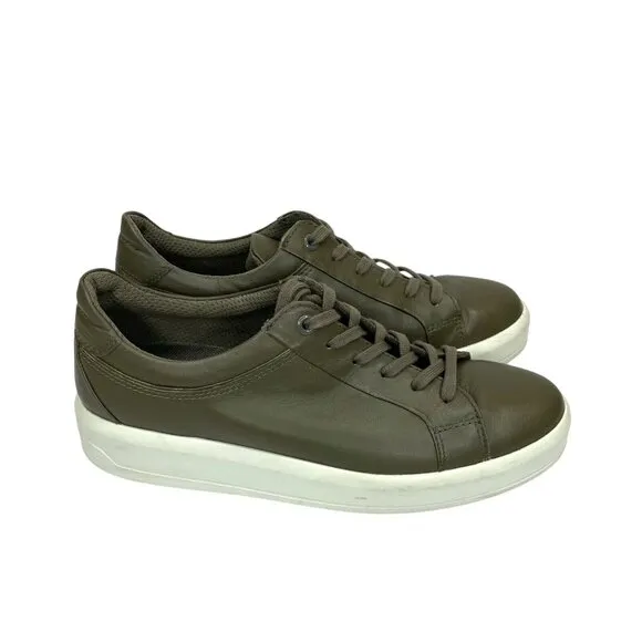 ECCO Soft 9 II Sneakers Leather Tarmac Olive Green SZ 39 EU 8-8.5 US
