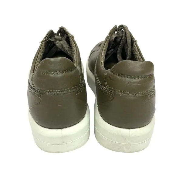 ECCO Soft 9 II Sneakers Leather Tarmac Olive Green SZ 39 EU 8-8.5 US