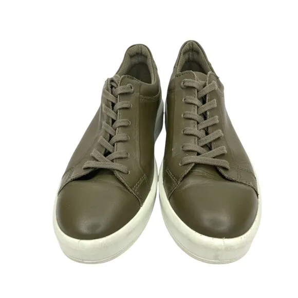 ECCO Soft 9 II Sneakers Leather Tarmac Olive Green SZ 39 EU 8-8.5 US