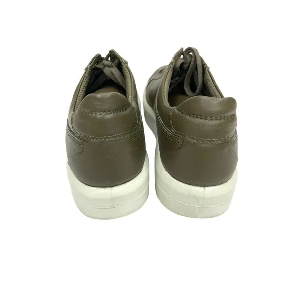 ECCO Soft 9 II Sneakers Leather Tarmac Olive Green SZ 39 EU 8-8.5 US