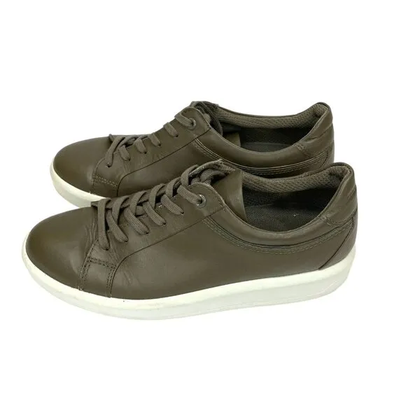 ECCO Soft 9 II Sneakers Leather Tarmac Olive Green SZ 39 EU 8-8.5 US
