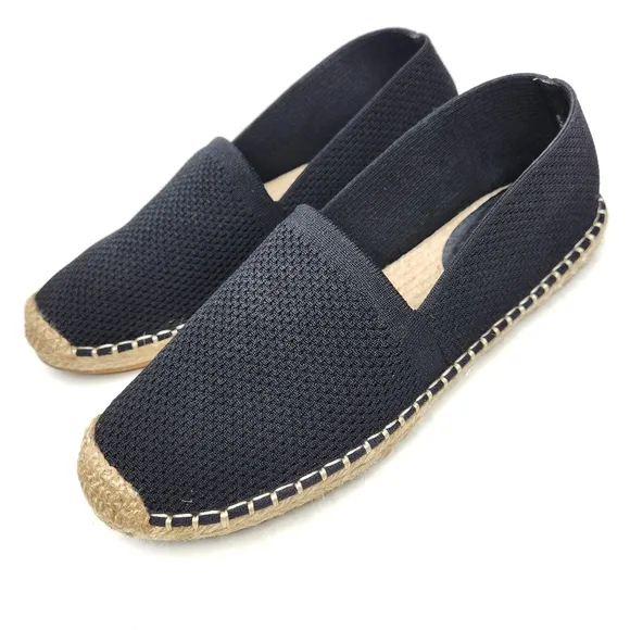 Eileen Fisher Black Canvas Espadrilles Womans 9