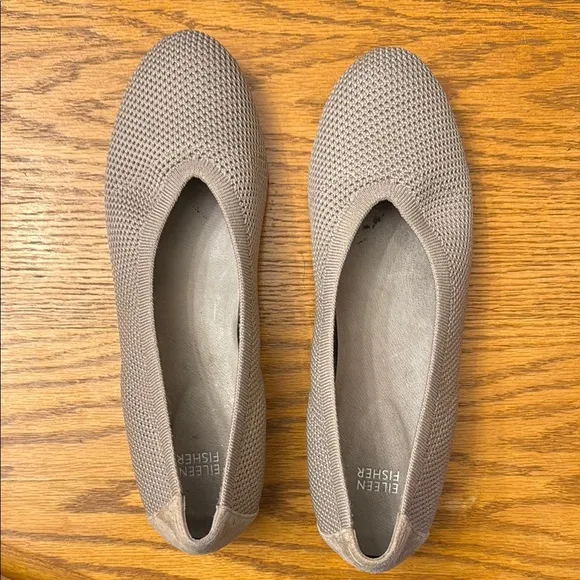 Eileen Fisher Gray Ballet Flats with Knitted Upper