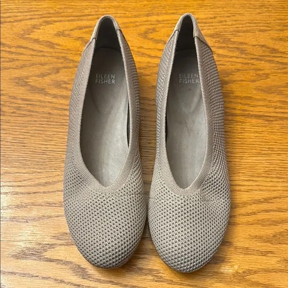 Eileen Fisher Gray Ballet Flats with Knitted Upper