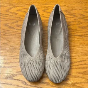 Eileen Fisher Gray Ballet Flats with Knitted Upper