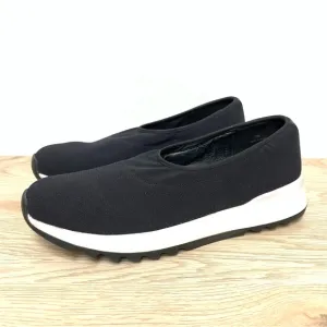Eileen Fisher Hug Slip On Wedge Platform Sneakers 7.5‎ Stretch Mesh Black White