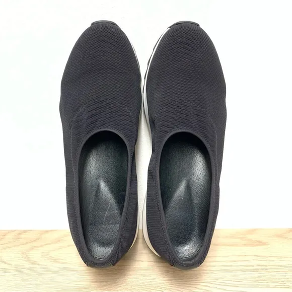 Eileen Fisher Hug Slip On Wedge Platform Sneakers 7.5‎ Stretch Mesh Black White