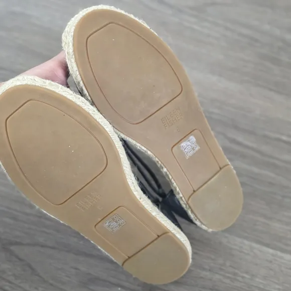 Eileen Fisher Lee Black Espadrille Flats, Size 6