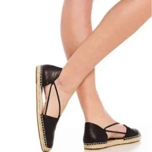 Eileen Fisher Lee Black Espadrille Flats, Size 6