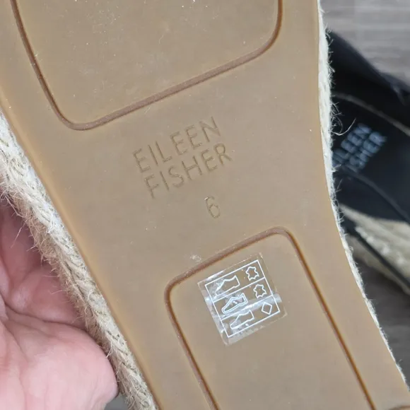 Eileen Fisher Lee Black Espadrille Flats, Size 6