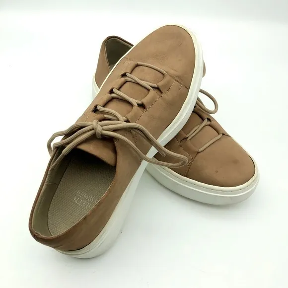 Eileen Fisher Prescot Platform Sneakers Tan Leather Lace Up Size 6