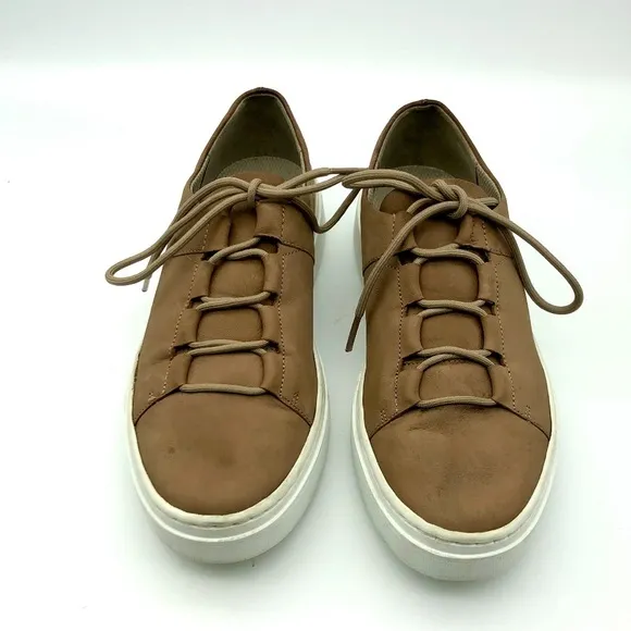 Eileen Fisher Prescot Platform Sneakers Tan Leather Lace Up Size 6