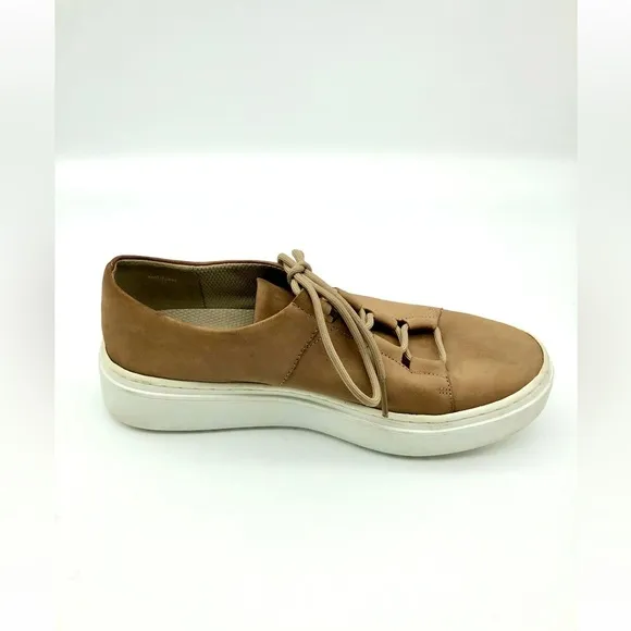 Eileen Fisher Prescot Platform Sneakers Tan Leather Lace Up Size 6
