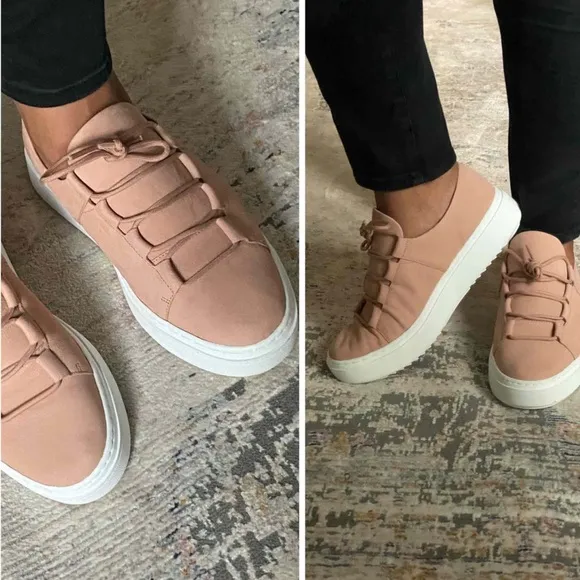 Eileen Fisher Prescot Platform Sneakers Tan Leather Lace Up Size 6