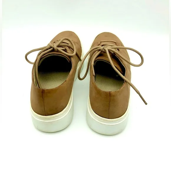 Eileen Fisher Prescot Platform Sneakers Tan Leather Lace Up Size 6