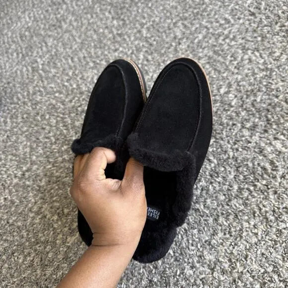 Eileen Fisher Size 8.5 Frost Suede Mule Slippers Shearling Lined Sandals Slip On