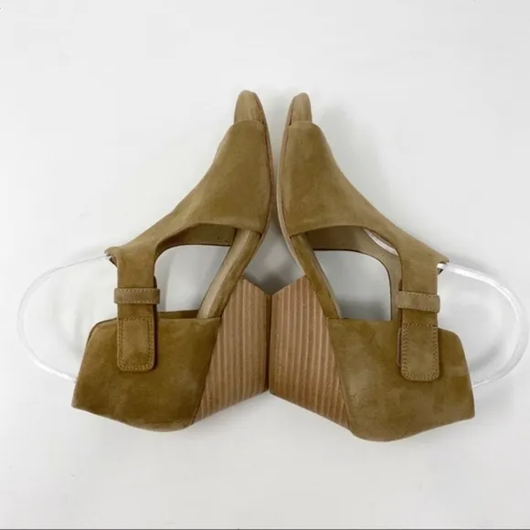 Eileen Fisher Suede Peep Toe Wedge Sandals