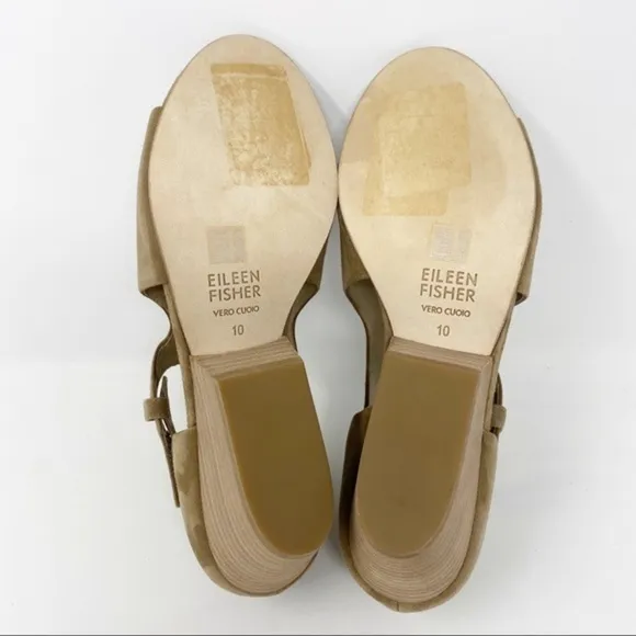 Eileen Fisher Suede Peep Toe Wedge Sandals