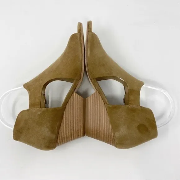Eileen Fisher Suede Peep Toe Wedge Sandals