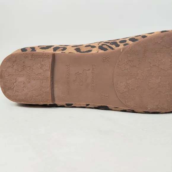 Elephantito Girl's Size 6 Melissa Flats Suede Leopard Brown Ballet Slip-on Shoes