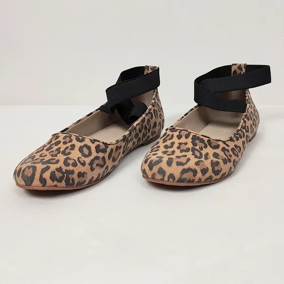 Elephantito Girl's Size 6 Melissa Flats Suede Leopard Brown Ballet Slip-on Shoes