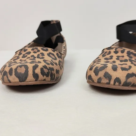 Elephantito Girl's Size 6 Melissa Flats Suede Leopard Brown Ballet Slip-on Shoes