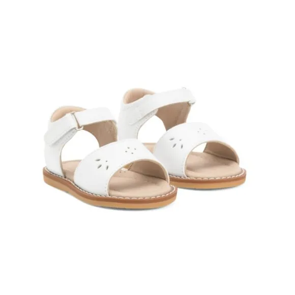 ELEPHANTITO White Leather Sandals With Perforated Details (Toddler)