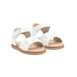 ELEPHANTITO White Leather Sandals With Perforated Details (Toddler)