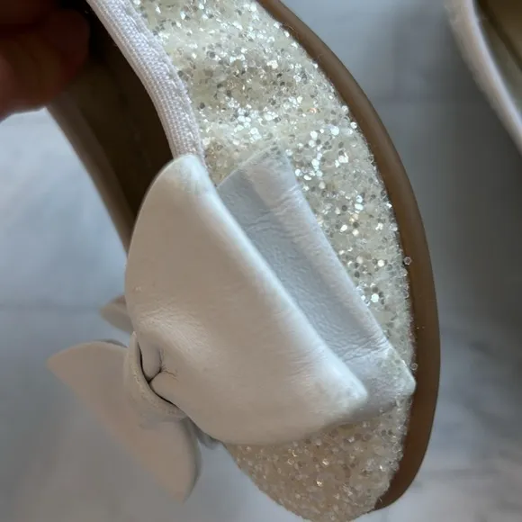 Eli 1957 Papanatas White Glitter Ballerina Flats with Bows