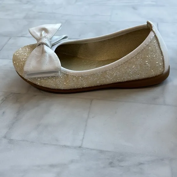Eli 1957 Papanatas White Glitter Ballerina Flats with Bows