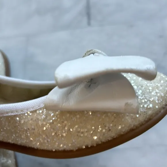 Eli 1957 Papanatas White Glitter Ballerina Flats with Bows