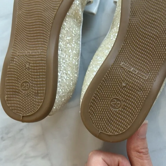 Eli 1957 Papanatas White Glitter Ballerina Flats with Bows