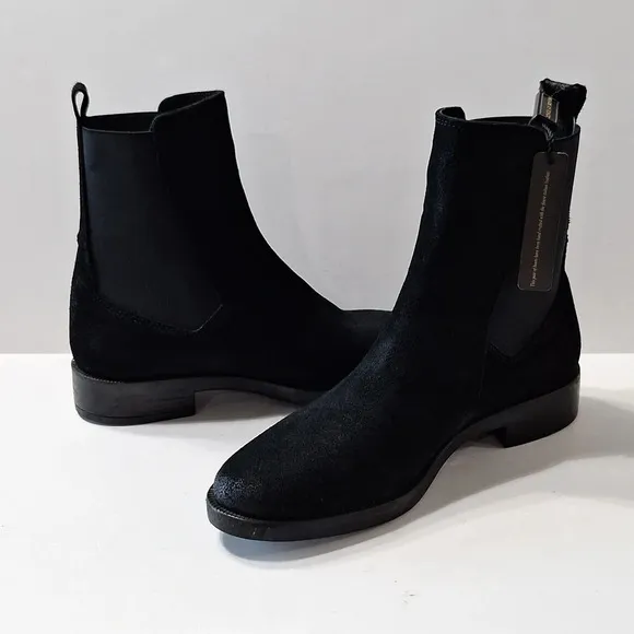 Emanuele Crasto &quot;NEW&quot; Black Suede Gorpcore Goth Pull On Chelsea Boots Size 7.5