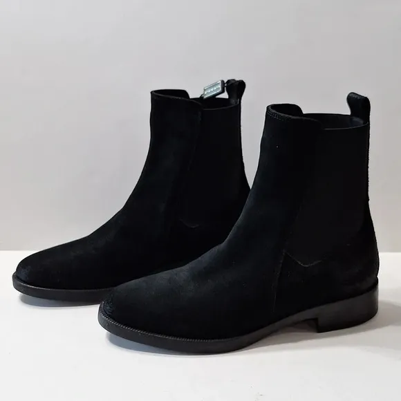 Emanuele Crasto &quot;NEW&quot; Black Suede Gorpcore Goth Pull On Chelsea Boots Size 7.5