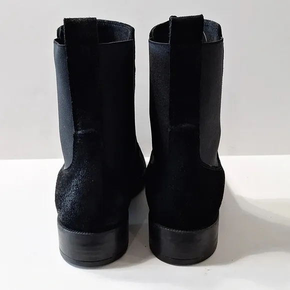 Emanuele Crasto &quot;NEW&quot; Black Suede Gorpcore Goth Pull On Chelsea Boots Size 7.5