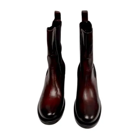 EMANUELE CRASTO Italy Leather Chelsea Boots, women’s shoes sz 10, 41 EU New wine