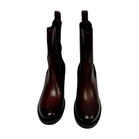 EMANUELE CRASTO Italy Leather Chelsea Boots, women’s shoes sz 10, 41 EU New wine