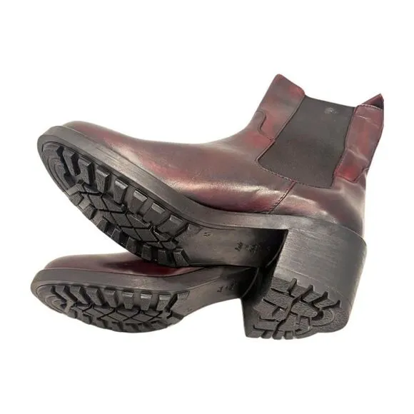 EMANUELE CRASTO Italy Leather Chelsea Boots, women’s shoes sz 10, 41 EU New wine