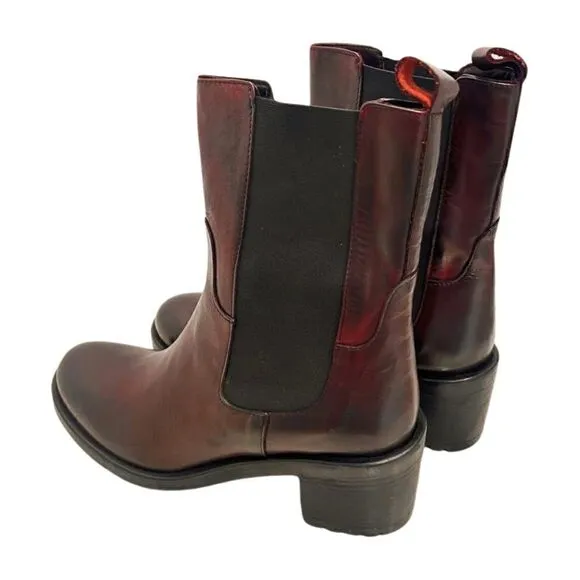 EMANUELE CRASTO Italy Leather Chelsea Boots, women’s shoes sz 10, 41 EU New wine