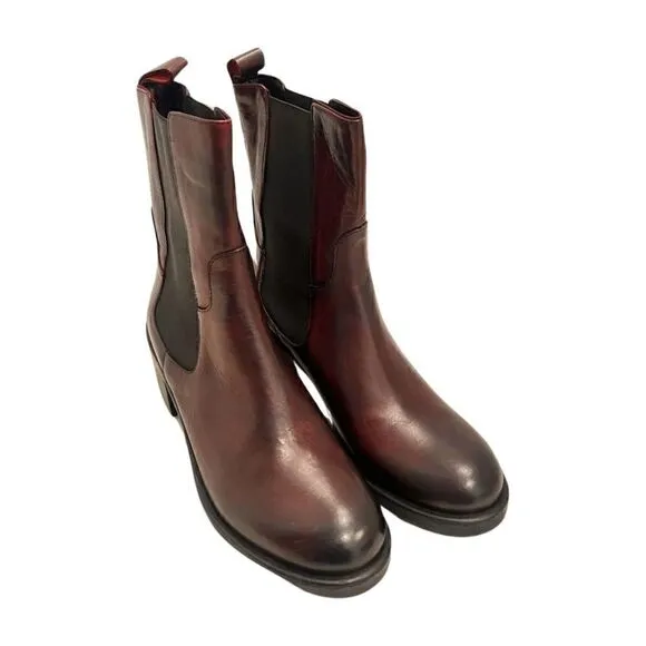 EMANUELE CRASTO Italy Leather Chelsea Boots, women’s shoes sz 10, 41 EU New wine
