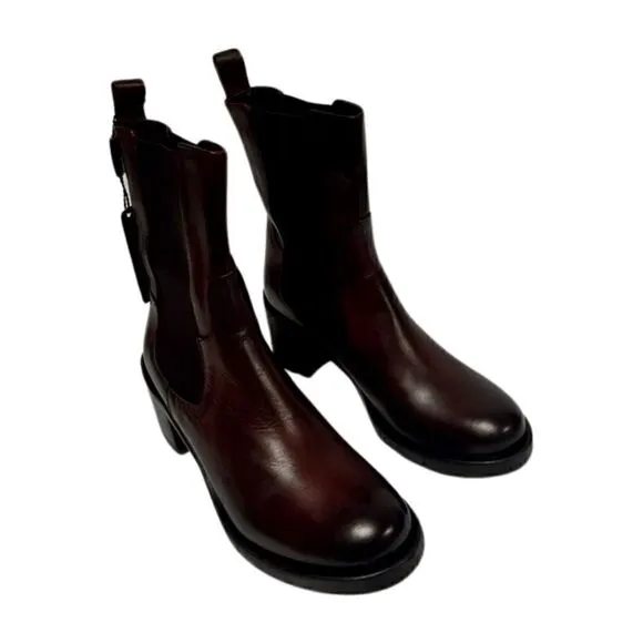 EMANUELE CRASTO Italy Leather Chelsea Boots, women’s shoes sz 10, 41 EU New wine