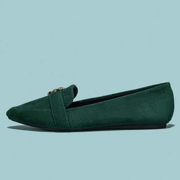 Emerald Green Jaguar Embellished Flats
