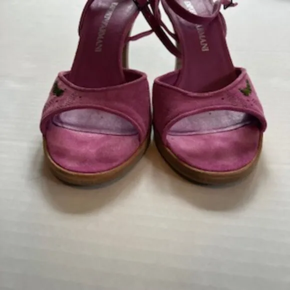 Emporio Armani Lilla   Verdone Suede sandals with ankle strap size 6